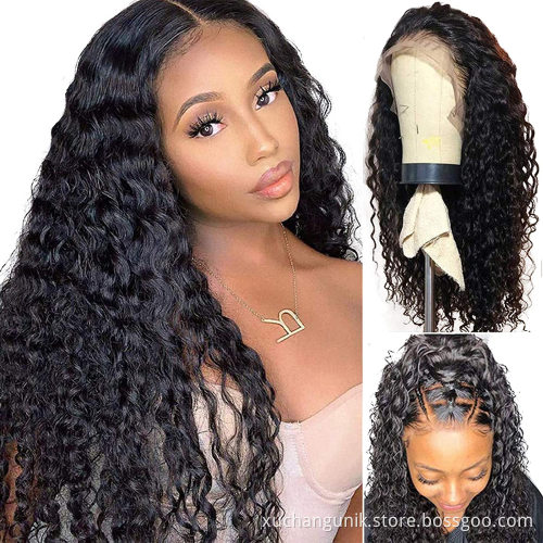 Cheap Wholesale Water Wave Lace Closure Human Hair Wigs For Black Women 12a Brazilian Virgin Hair Transparent Lace Front Wigs